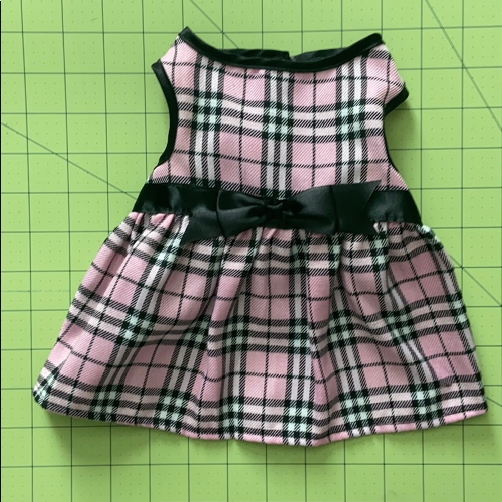 Plaid Pink Black and White Puppy Dress